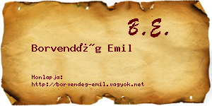 Borvendég Emil névjegykártya